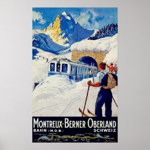 Poster Montreux, chemin de fer Berner Oberland, Suisse