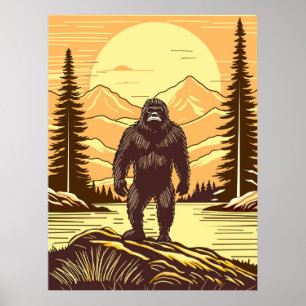 Poster Monts Retro Bigfoot Vintage Sasquatch