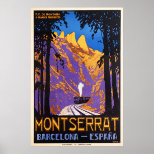 Poster MONTSERRAT Barcelona Espana Rack Railways Voyage