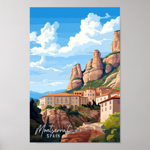 Poster Montserrat Espagne Illustration de voyage artisana