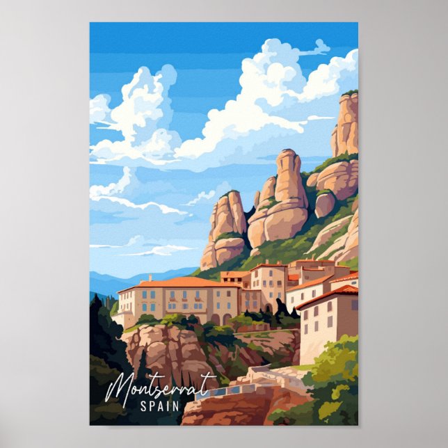 Poster Montserrat Espagne Illustration de voyage artisana (Devant)