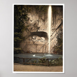 Poster Monument aux lions, fontaine, Lucerne, Suisse
