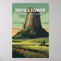 Monument national de Devils Tower Voyage Art Vinta