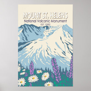 Poster Monument volcanique national du mont St Helens Rét