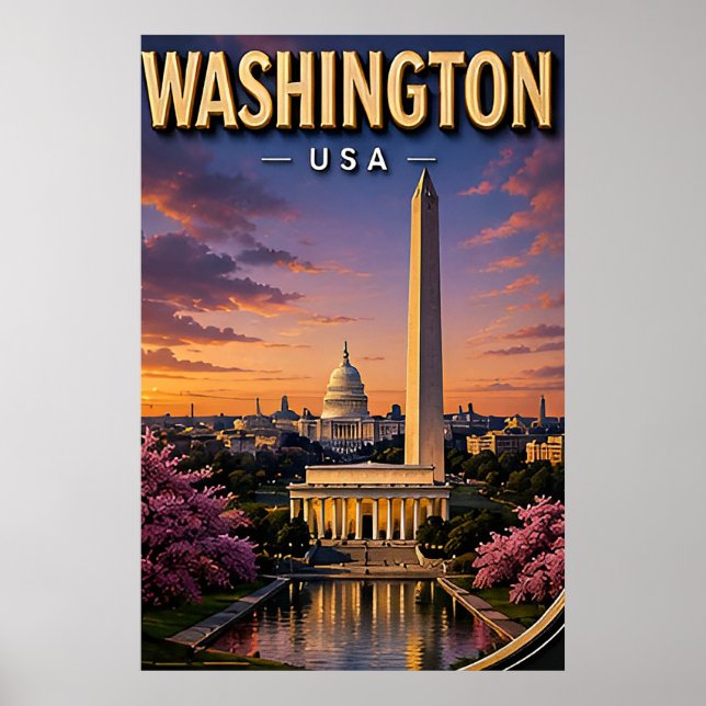 Poster Monuments du Capitole de Washington DC Skyline (Devant)