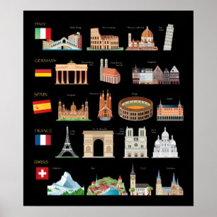 Poster Monuments européens célèbres