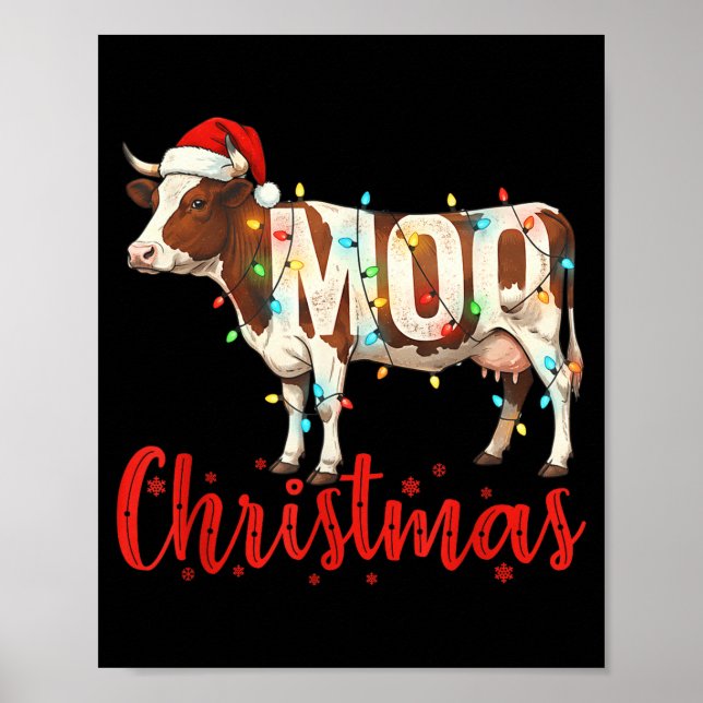 Poster Moo Christmas Funny Cow Lovers Cattle Famer Farmin (Devant)