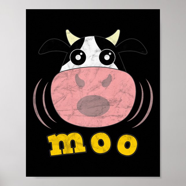 Poster Moo Cow Funny Animaux de ferme Fermier Calf Heifer (Devant)