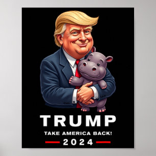 Poster Moo Deng Hippopotamus soutient Donald Trump 2024 F