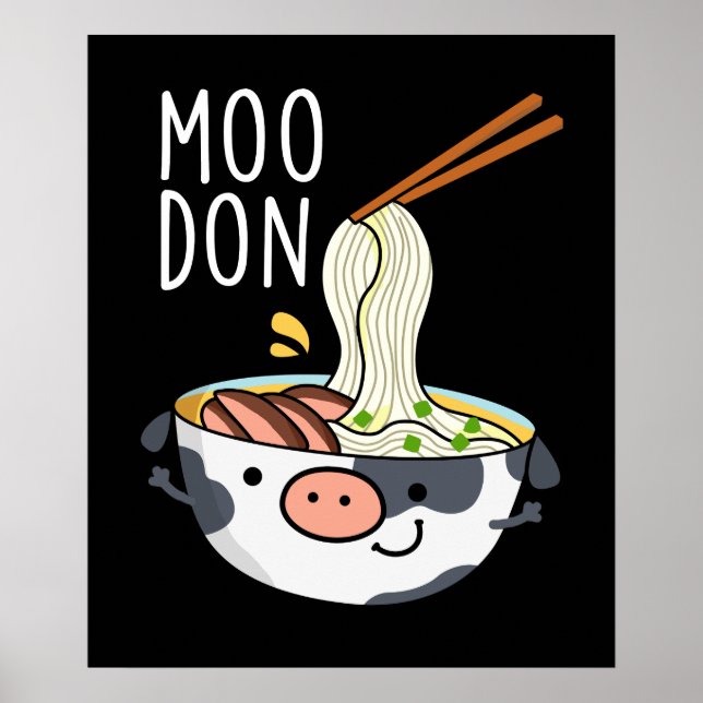 Poster Moo-don Funny Udon Pun Dark BG (Devant)