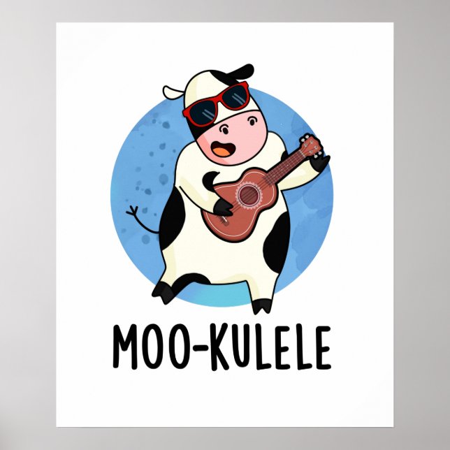 Poster Moo-kulele Funny Ukulele Cow Pun (Devant)