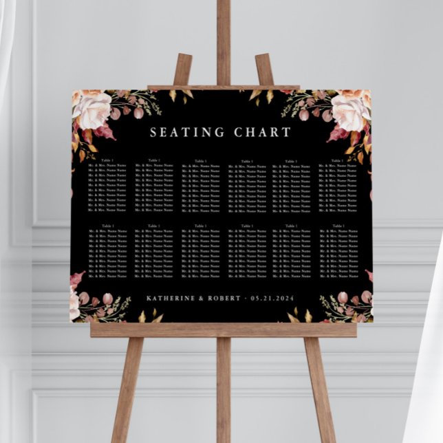Poster Moody Autumn Floral Mariage Chart (Créateur téléchargé)