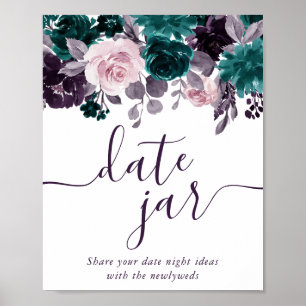 Poster Moody Boho   Eggplant pourpre et Turquoise date Ja