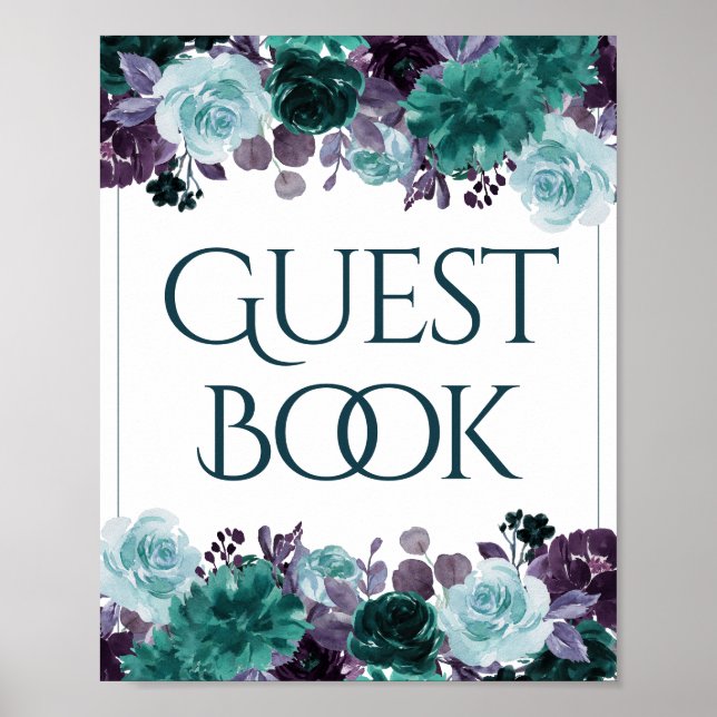 Poster Moody Boho | Turquoise Turquoise Floral Invité Con (Devant)