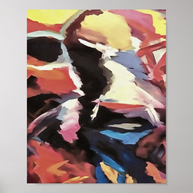 Poster Moody Cow Peinture Abstraite multicolore (Devant)