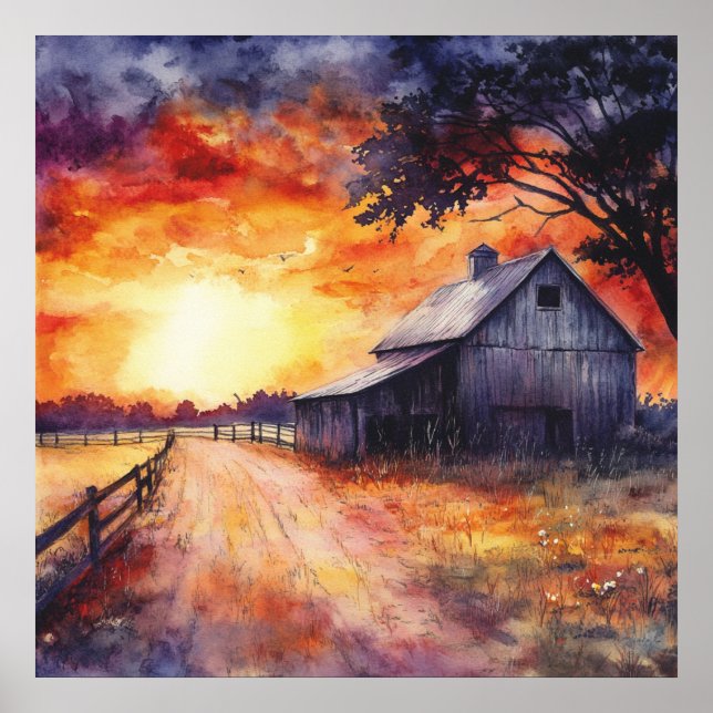 Poster Moody Farm Sunset (Devant)