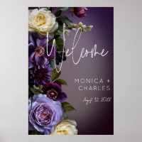 Moody foncé violet & lavande Floral Mariage modern