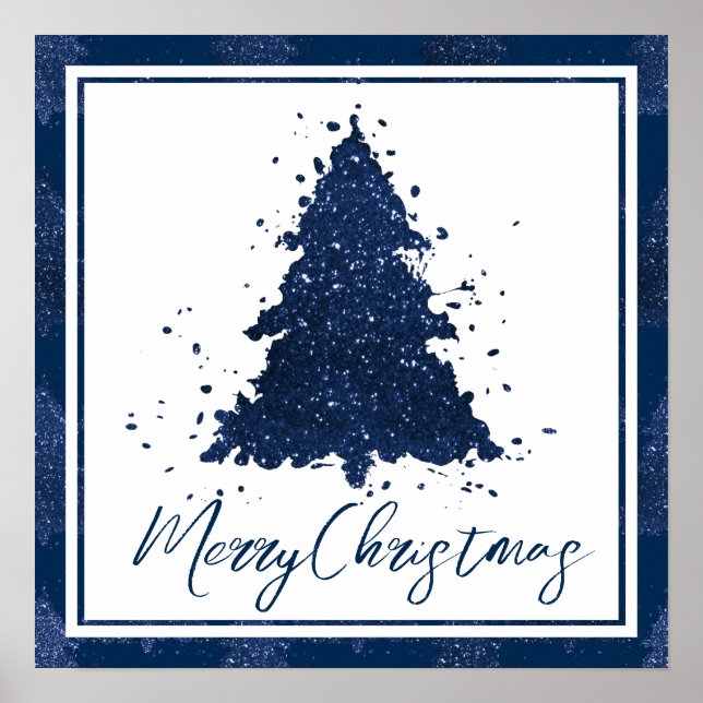 Poster Moody Joyeux Noël | Classy Dark Navy Blue Tree (Devant)