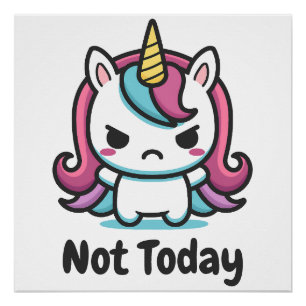 Poster Moody Kawaii Unicorn Texte personnalisé