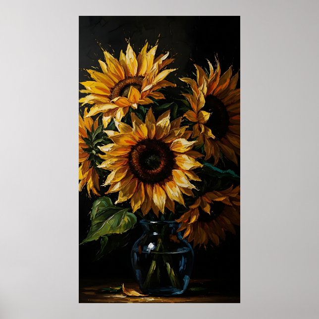 Poster Moody Sunflower Art - Floral (Devant)