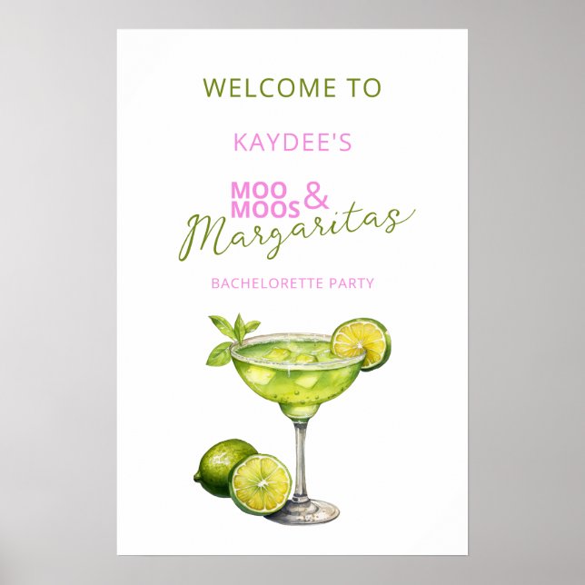 Poster MooMoos & Margaritas Bachelorette Welcome Sign (Devant)