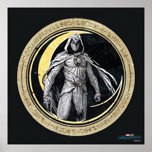 Poster Moon Knight Gold Crescent Moon Caractère graphique (Devant)