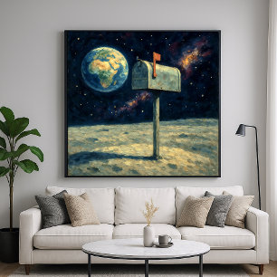 Poster Moon Mailbox - Pastel Peinture Style Art