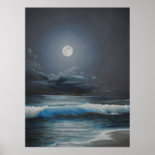 Poster moon over ocean
