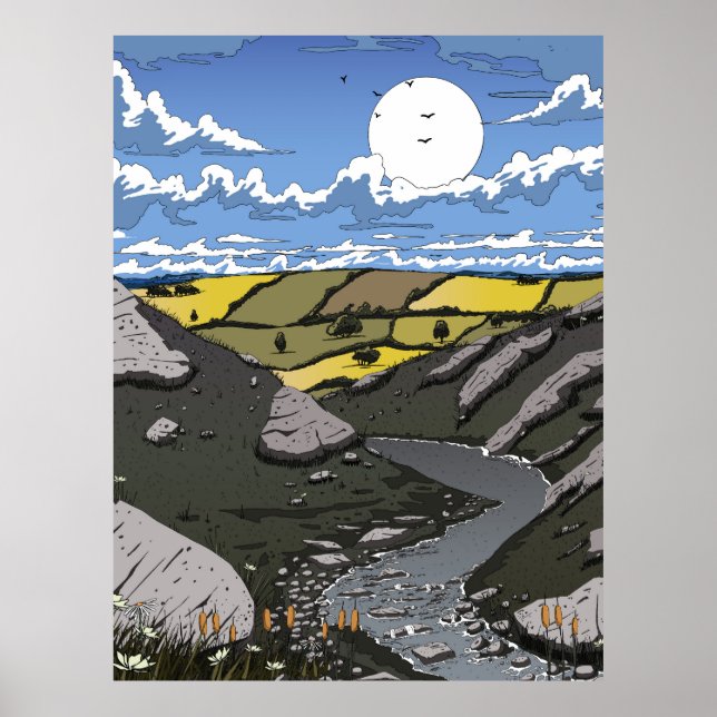 Poster Moon Over The Valley (Devant)