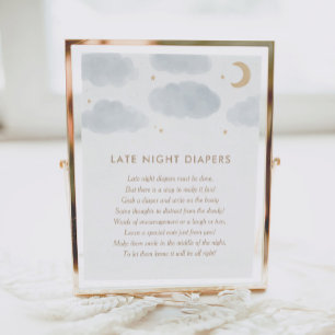 Poster Moon Stars Baby shower Late Night Diapos