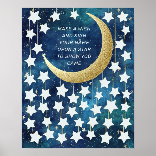 Poster Moon & Stars Baby shower Livre d'invité Alternativ (Devant)