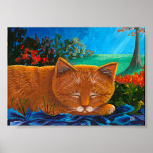 Poster Moonlight Orange Tabby Cat Art