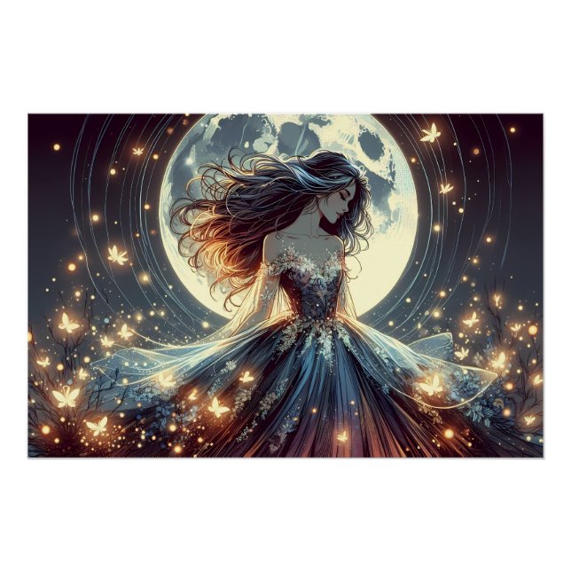 Poster Moonlit Butterfly Enchantress Fantasy (Devant)