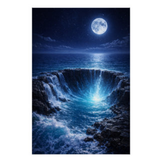 Poster Moonlit Ocean Abyss – Mystical Fantasy Seascape