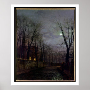 Poster Moonlit Street Scene, 1882 (oil on canvas) 2