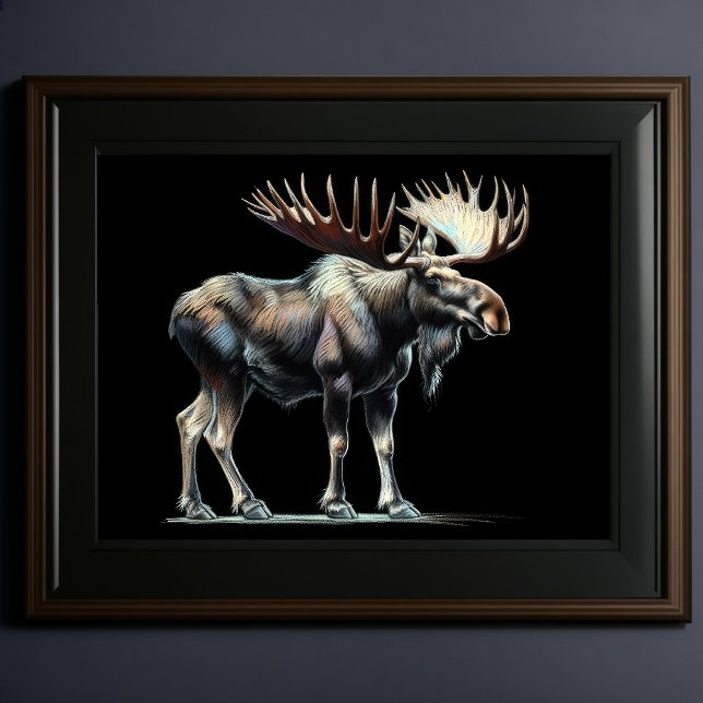 Poster Moose à dessin dur Pastel (Créateur téléchargé)