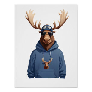 Poster Moose Portant Sweat - shirt à capuche Drôle Cool a