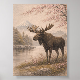 Poster Moose poster, Canadian Wildlife Art, Forest Anim