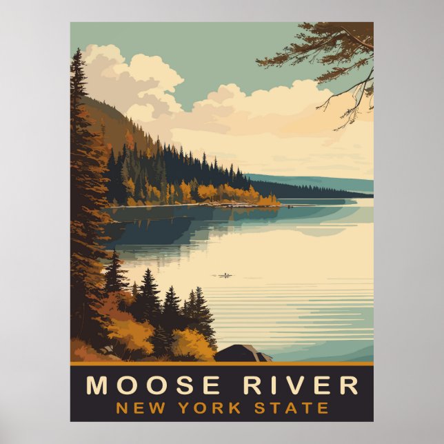 Poster Moose River, NY, Vintage voyage (Devant)