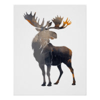 Moose Wildlife Nature Illustration Silhouette Joy