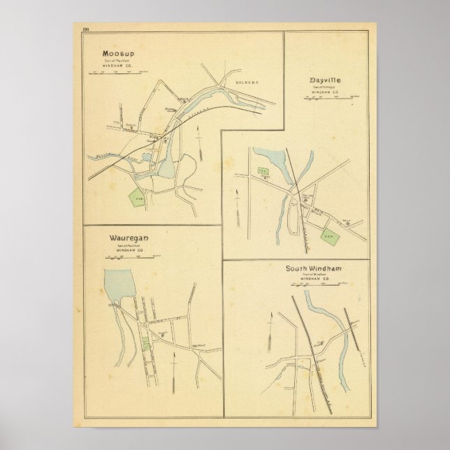 Poster Moosup, Dayville, Wauregan, S. Windham (Devant)