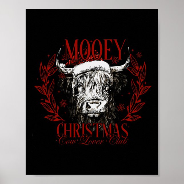 Poster Mooy Christmas Cow Lover Club Western Père Noël Co (Devant)