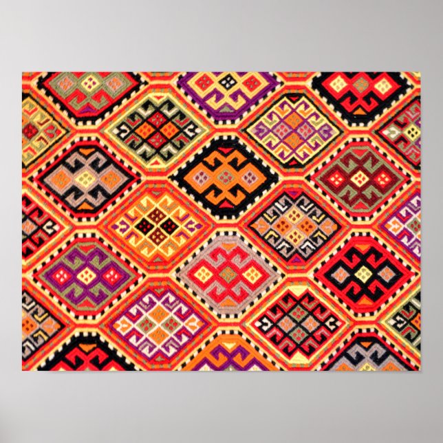 Poster moquette grecque motif traditionnel folk motif aut (Devant)