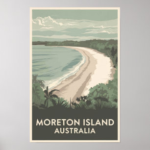 Poster Moreton Island Australie Illustration Travel Art