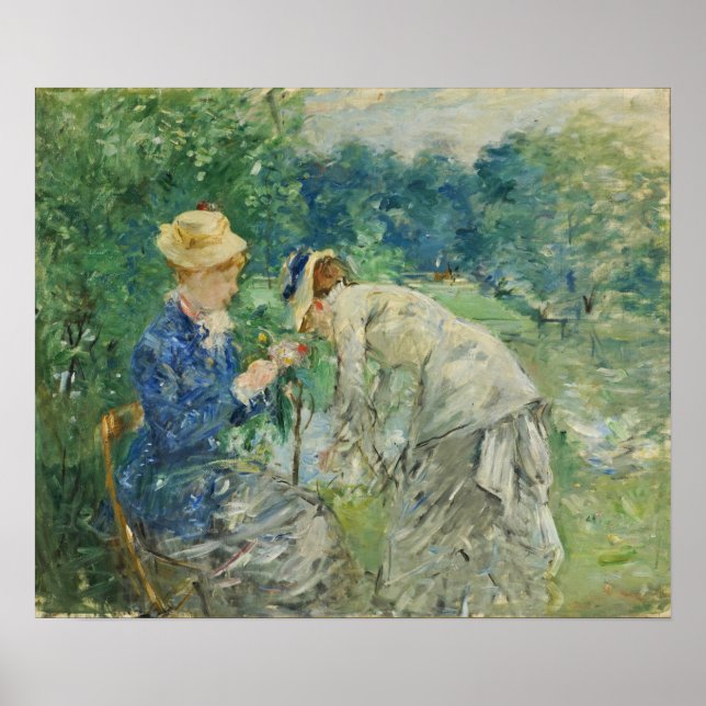 Poster Morisot - Femme cueillette Fleurs 1879 (Devant)