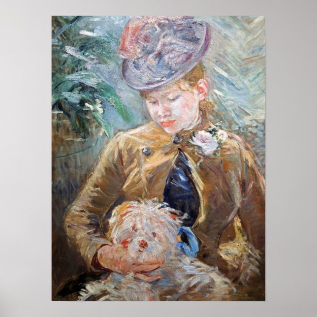 Poster Morisot - Fille avec chien (Devant)