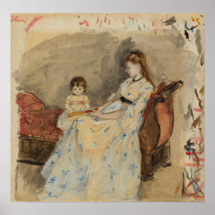 Poster Morisot - Fille de Madame Pontillon sur un canapé