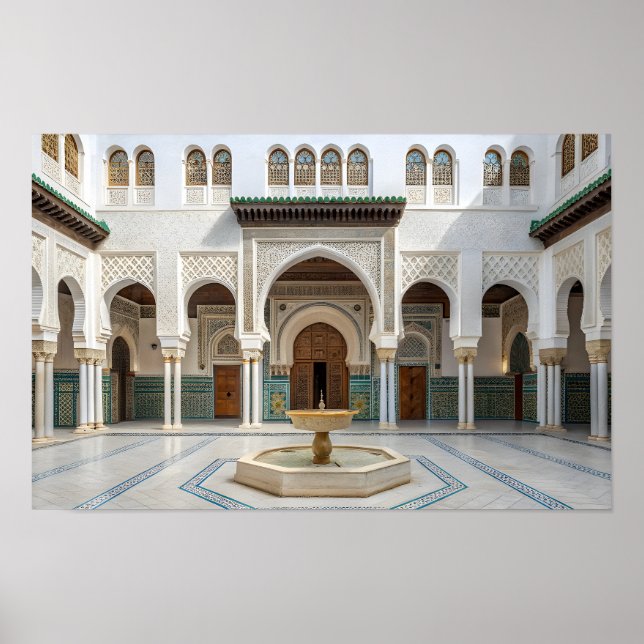Poster Moroccan Palace Courtyard with Fountain (Devant)