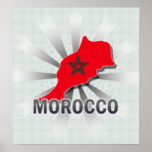 Poster Morocco Flag Map 2.0