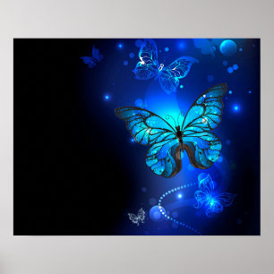Poster Morpho Butterfly in the Dark Background